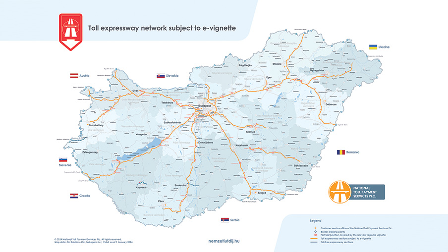 Mapa krajiny pre e-diaľničné známky